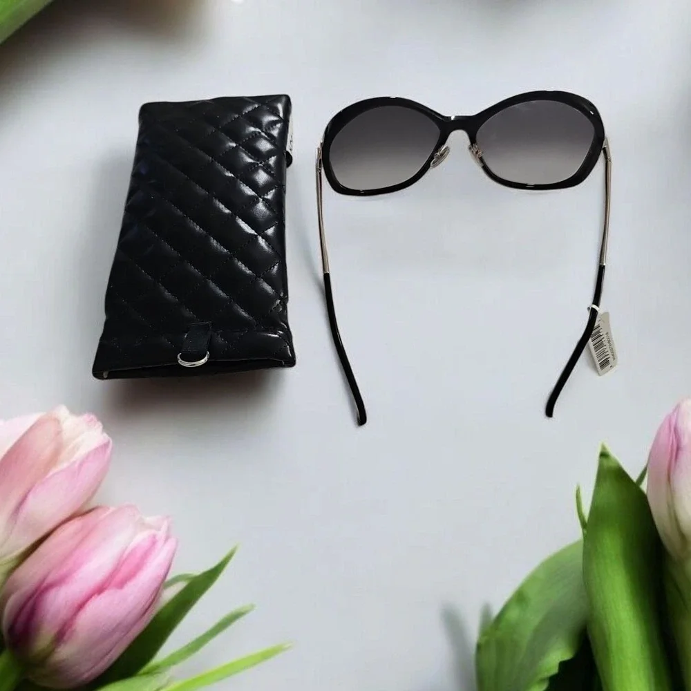 Max Mara Sunglasses Oversized Round Black Gold Designer‎ Frames Women NWT & Case